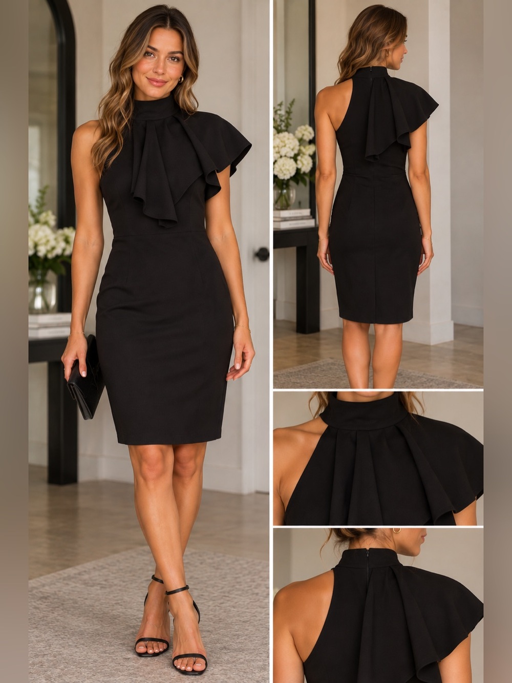 New Fashion Nova Butter Ruffle Black Dress Sz Medium Sleeveless Fitted Party NWT